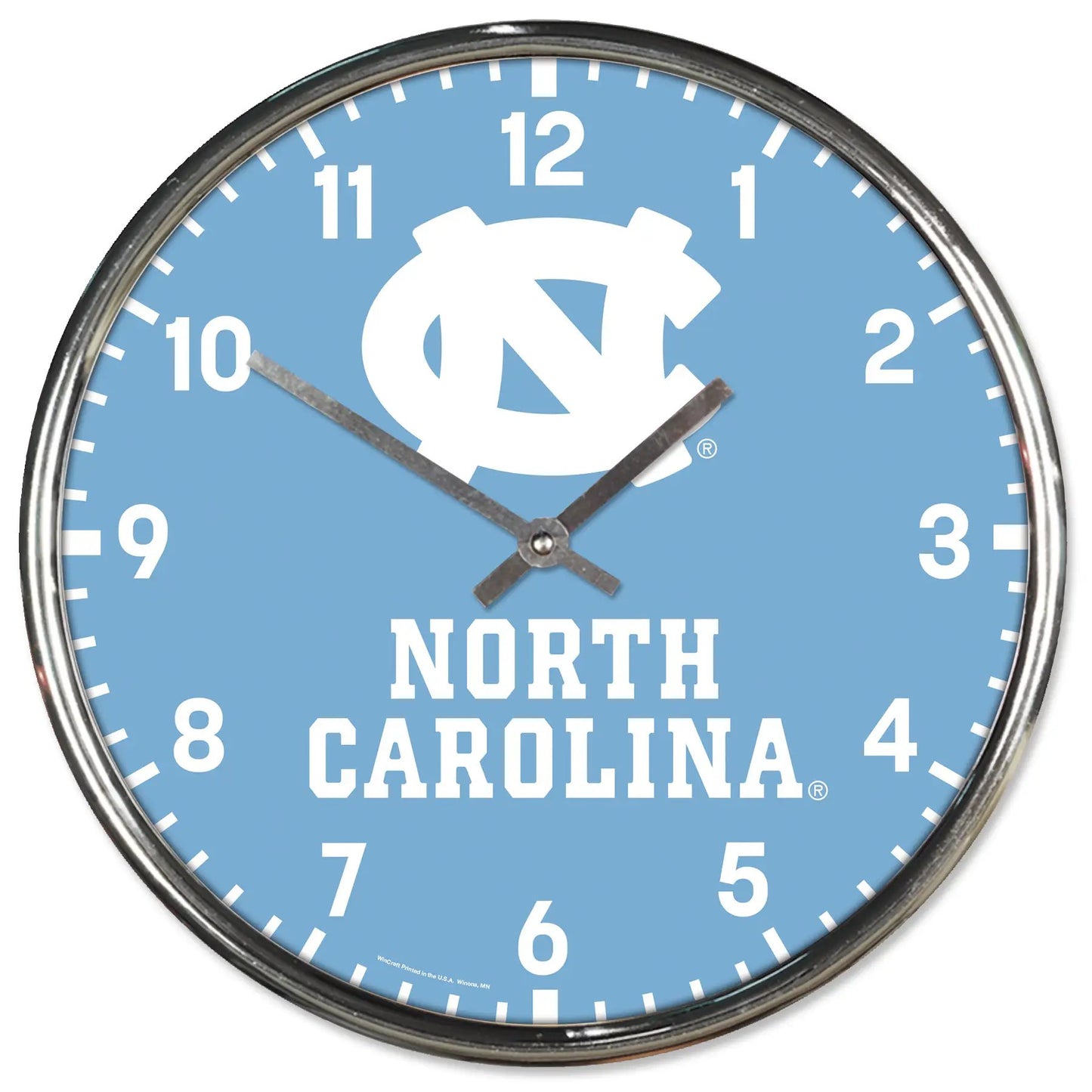 North Carolina Tar Heels Round Chrome Wall Clock Periodic Restock