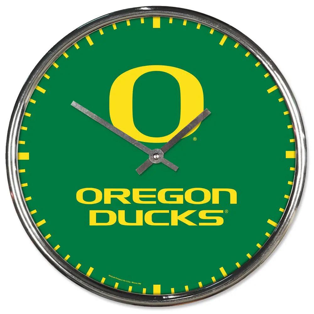 Oregon Ducks Clock Round Wall Style Chrome - Periodic Restock
