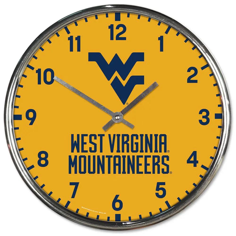 West Virginia Mountaineers Clock Round Wall Style Chrome Periodic Restock