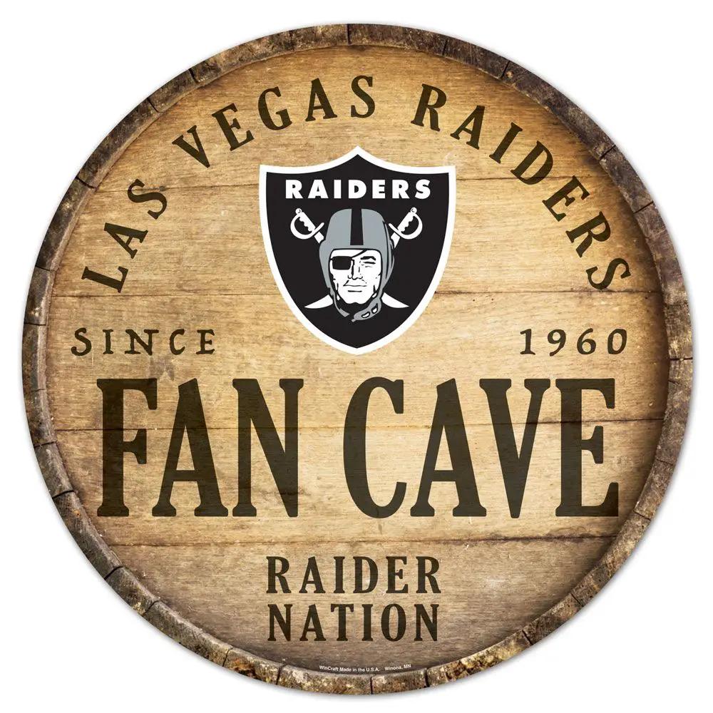 Las Vegas Raiders Sign Wood 14 Inch Round Barrel Top Design