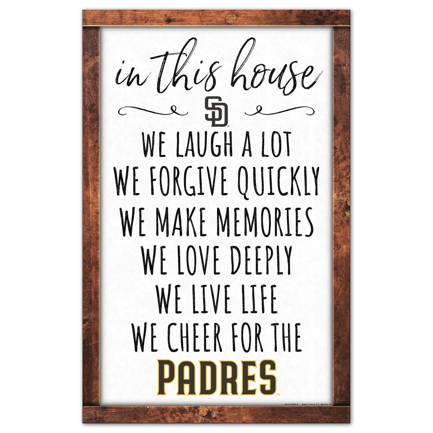 San Diego Padres Sign 11x17 Wood In This House