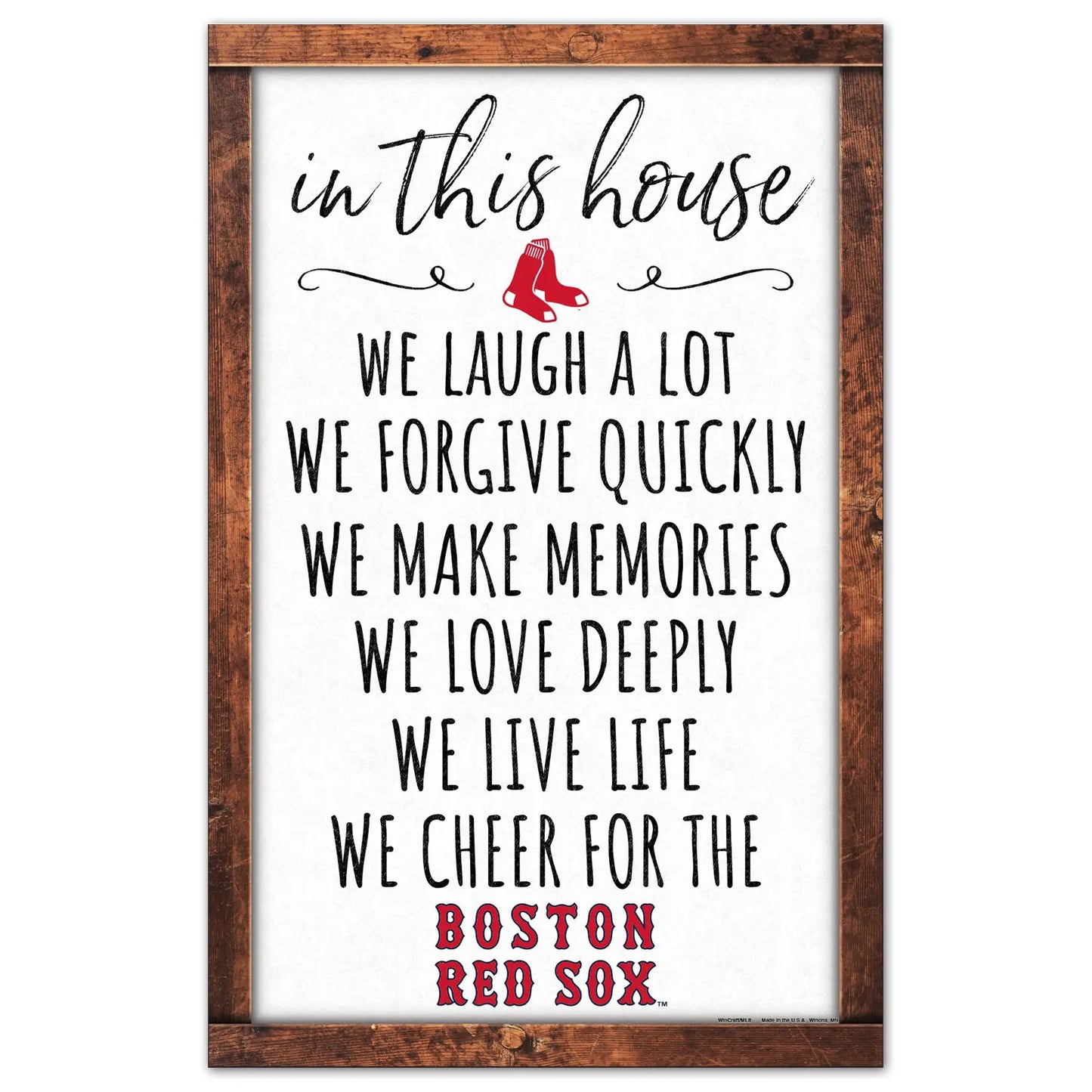 Boston Red Sox Sign 11x17 Wood In This House