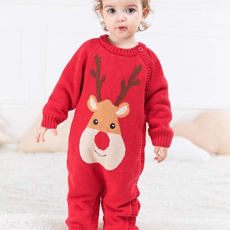 Newborn Thick Cotton Crawling Suit | Red-Faced Deer | Korean Style