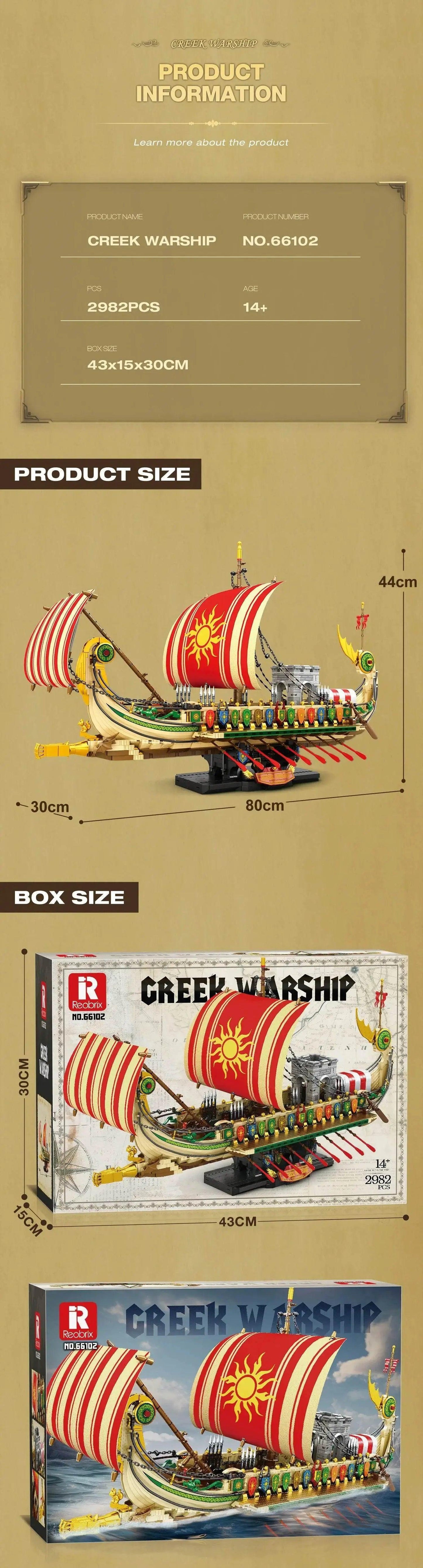  2896pcs Kids Building Blocks Greek Warship Model Toy -  ToylandEU™