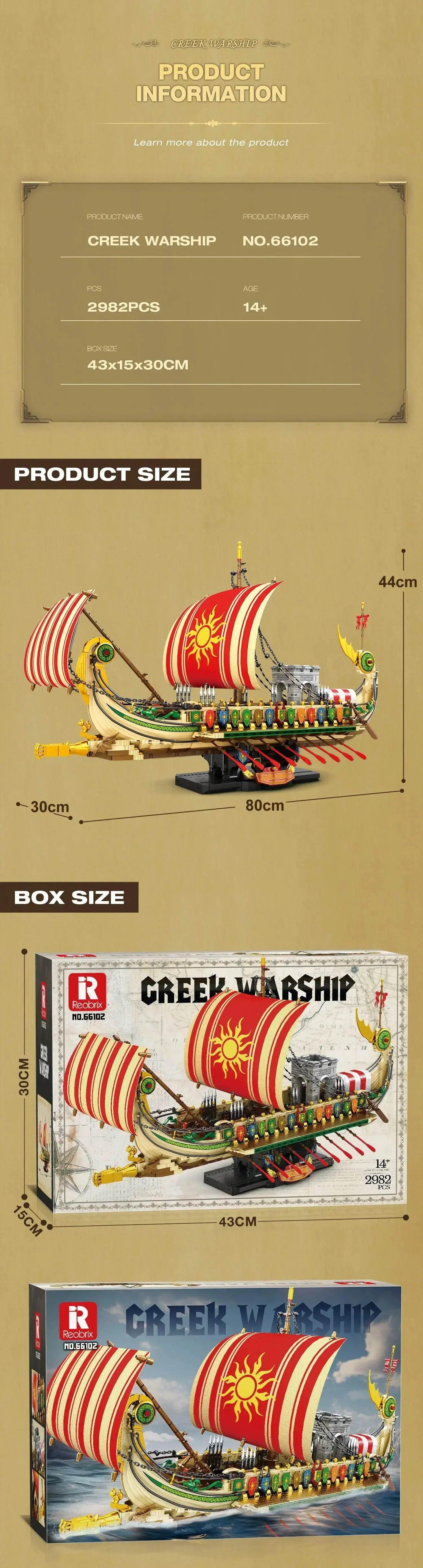  2896pcs Kids Building Blocks Greek Warship Model Toy -  ToylandEU™