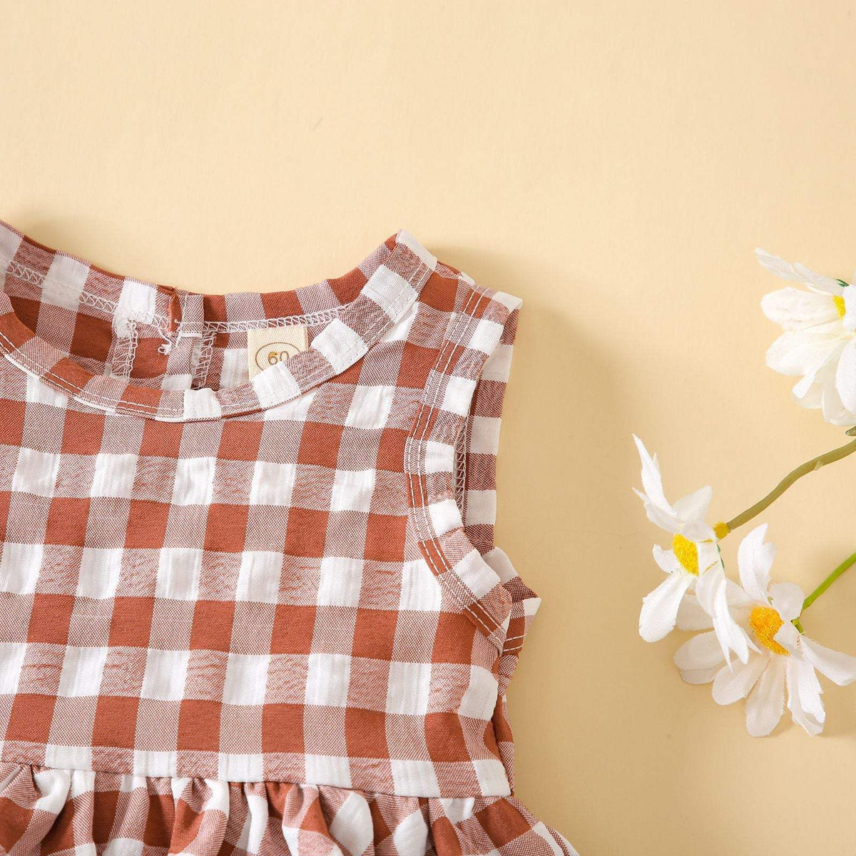 Baby Girl Sleeveless Plaid Triangle Romper | Summer