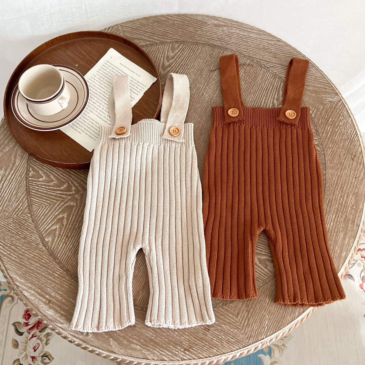 Baby Knitted Suspender Wide-Leg Pants | High Waist | 95% Cotton