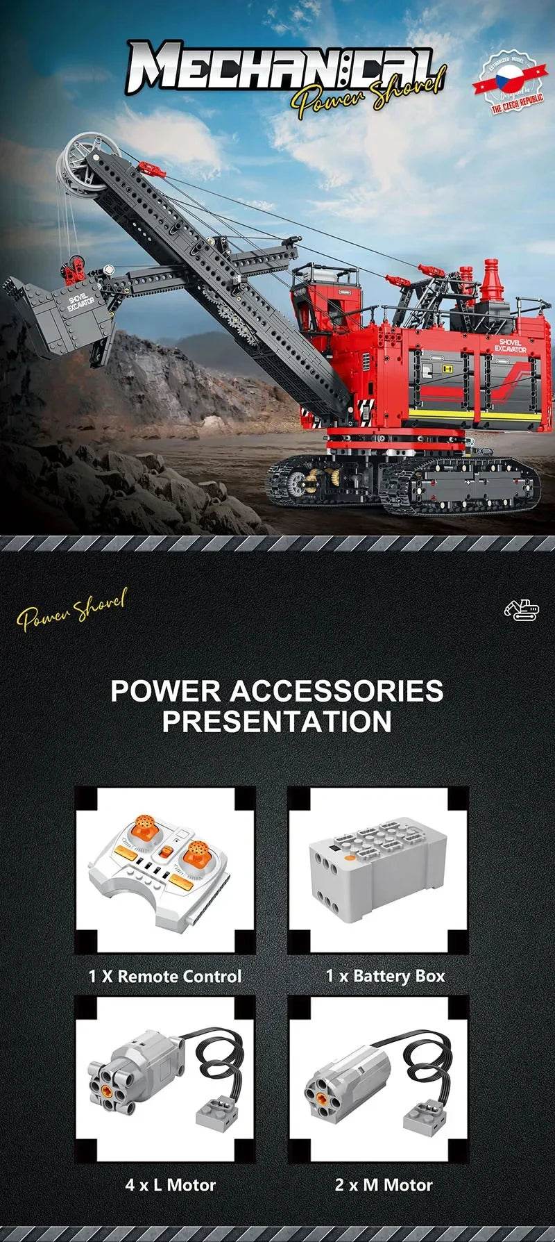 2968PCS Electric Shovel Excavator Building Blocks RC Control - ToylandEU