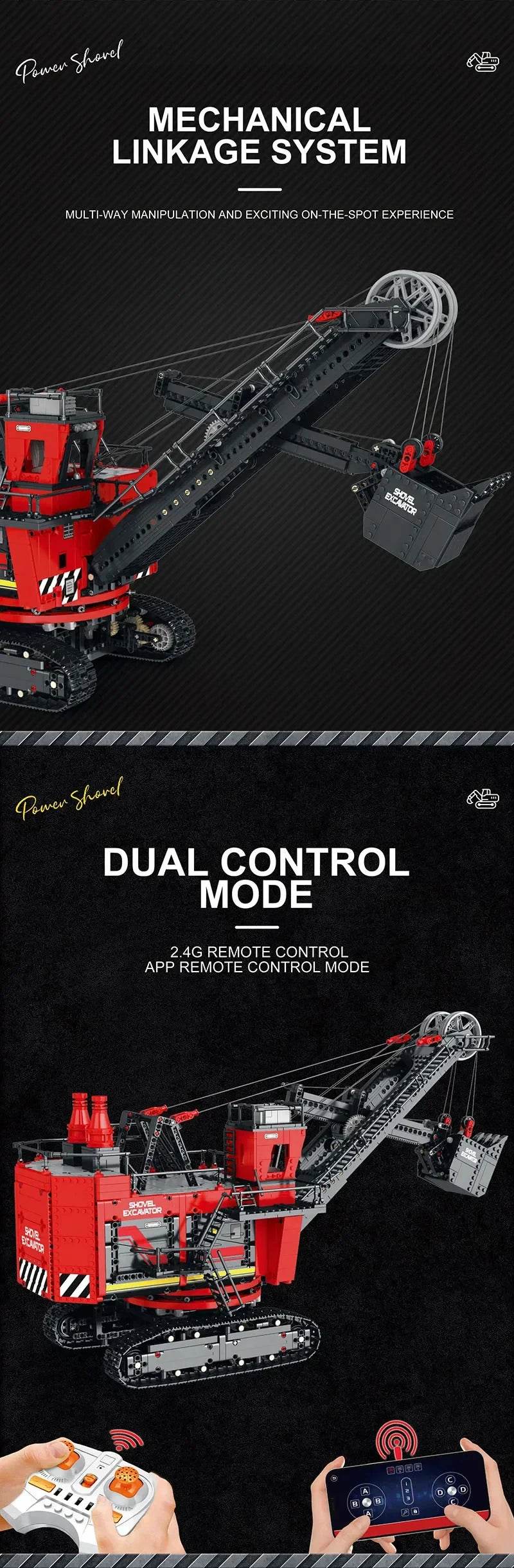 2968PCS Electric Shovel Excavator Building Blocks RC Control - ToylandEU