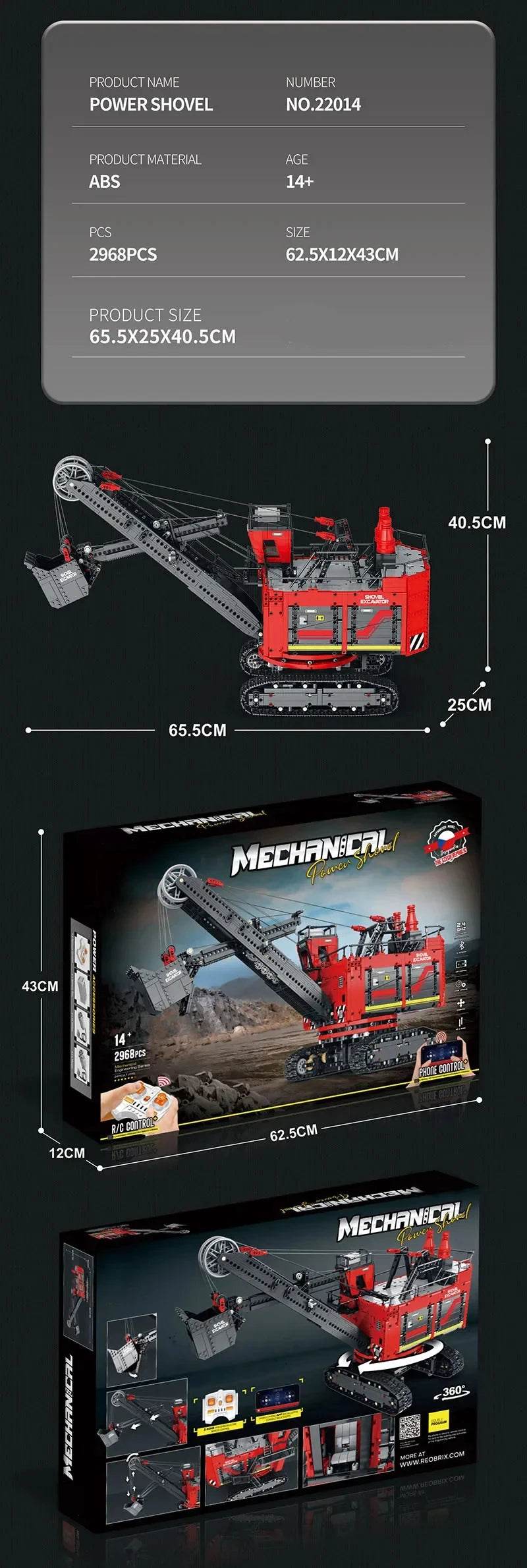 2968PCS Electric Shovel Excavator Building Blocks RC Control - ToylandEU