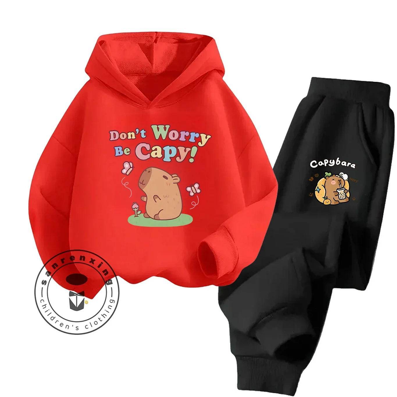 2D Capybara 2025 New Hoodie Set Print Fashion Casual Kids Teens Boys Girls Hot Sale Autumn Winter - ToylandEU