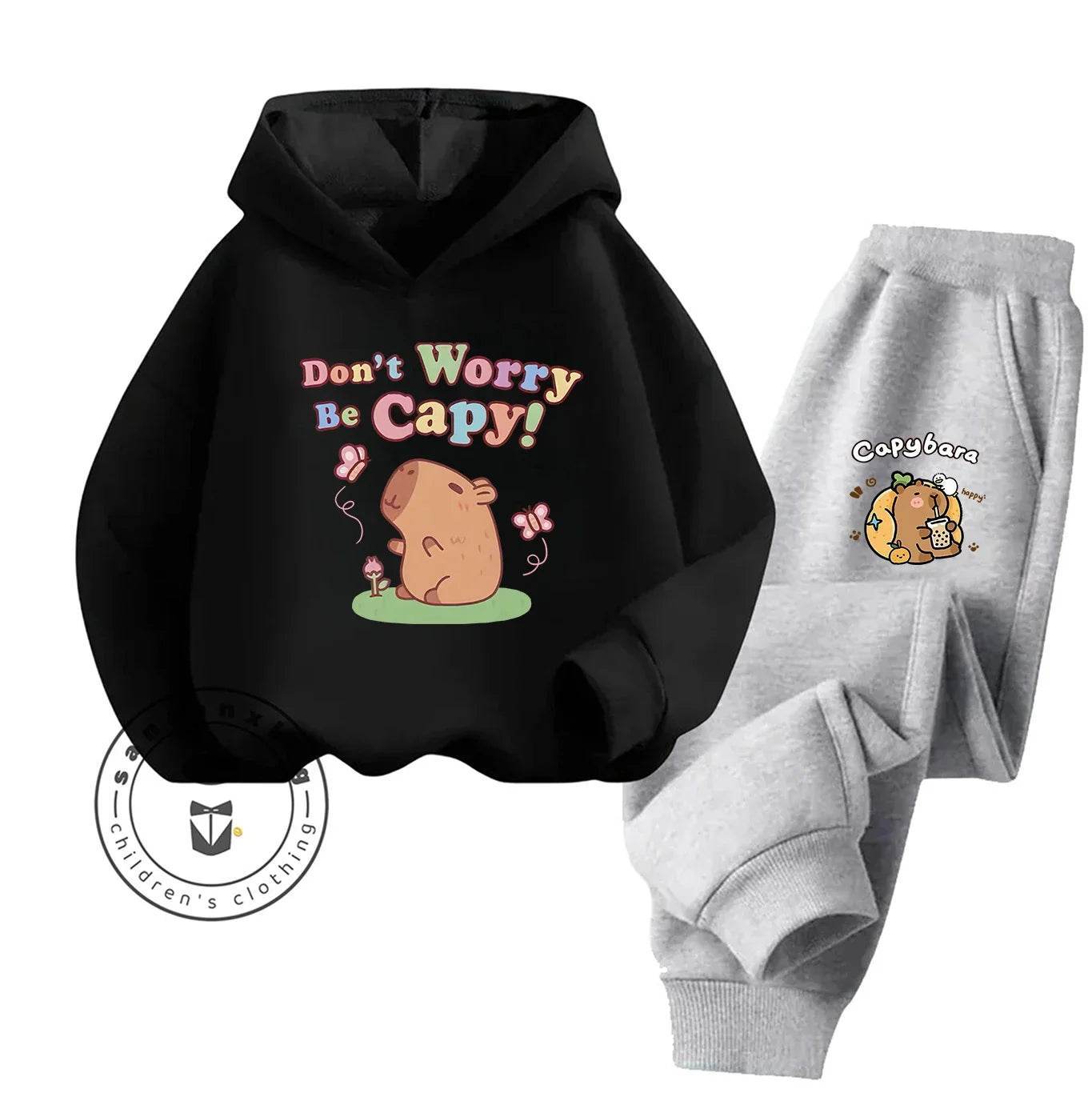 2D Capybara 2025 New Hoodie Set Print Fashion Casual Kids Teens Boys Girls Hot Sale Autumn Winter - ToylandEU