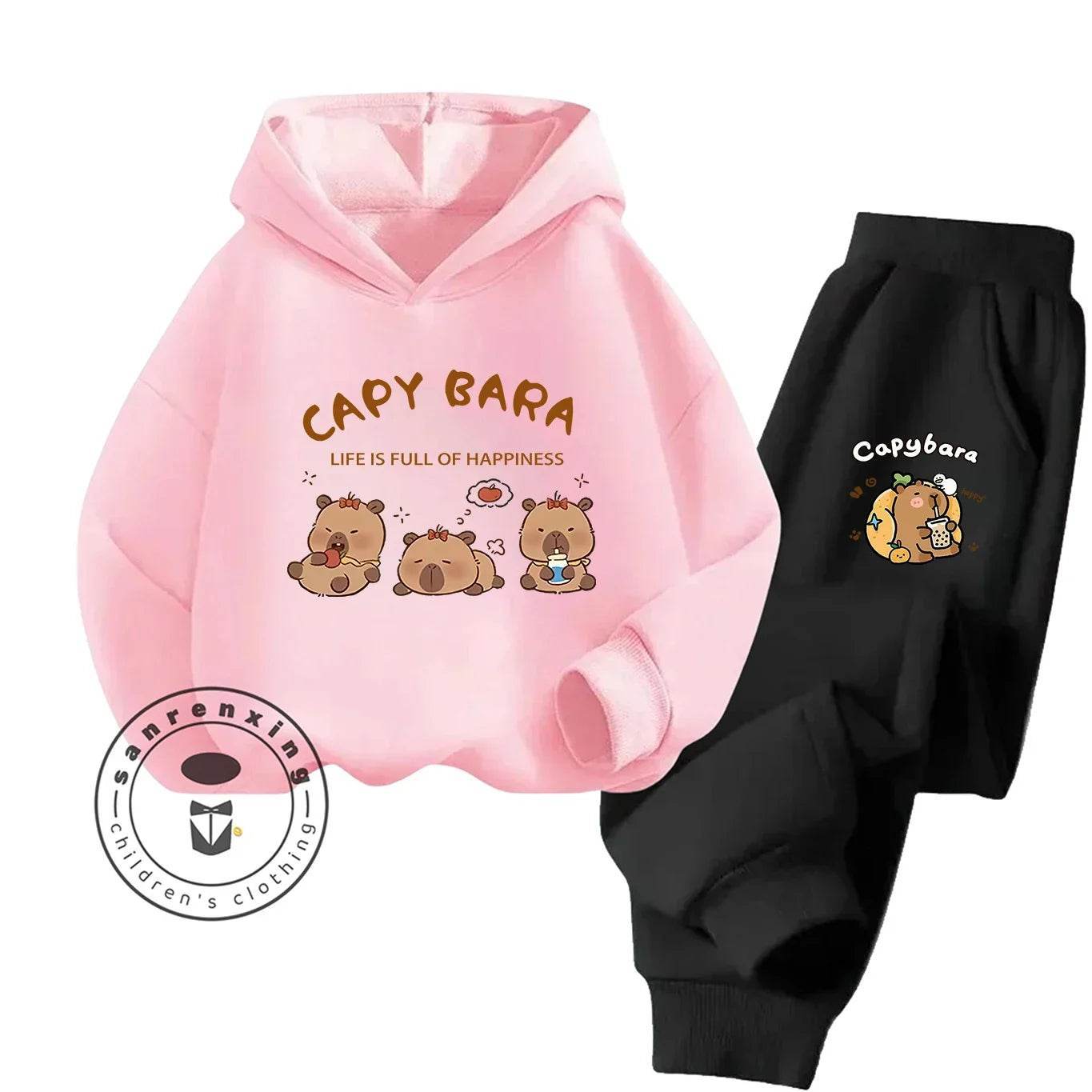 2D Capybara 2025 New Hoodie Set Print Fashion Casual Kids Teens Boys Girls Hot Sale Autumn Winter - ToylandEU