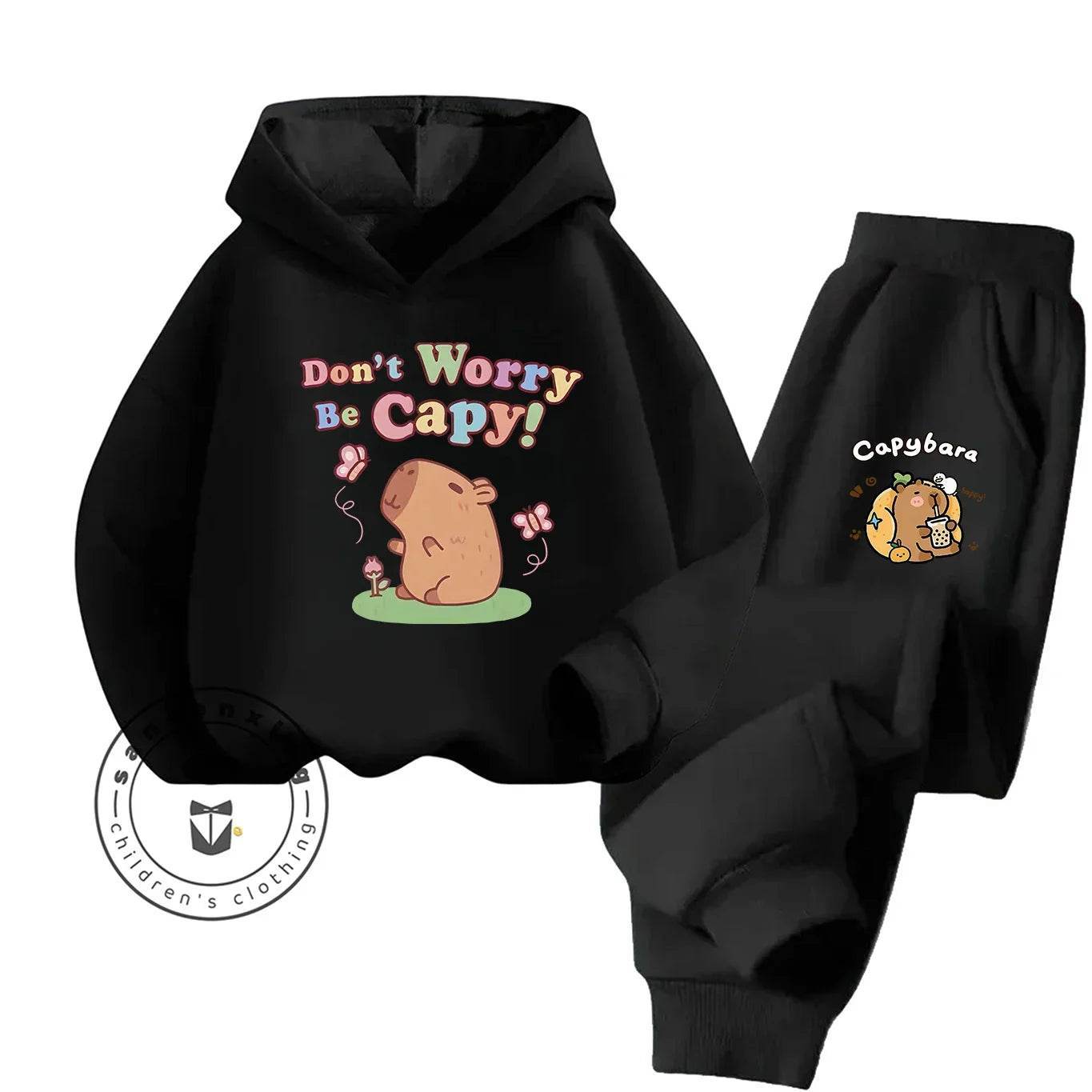 2D Capybara 2025 New Hoodie Set Print Fashion Casual Kids Teens Boys Girls Hot Sale Autumn Winter - ToylandEU