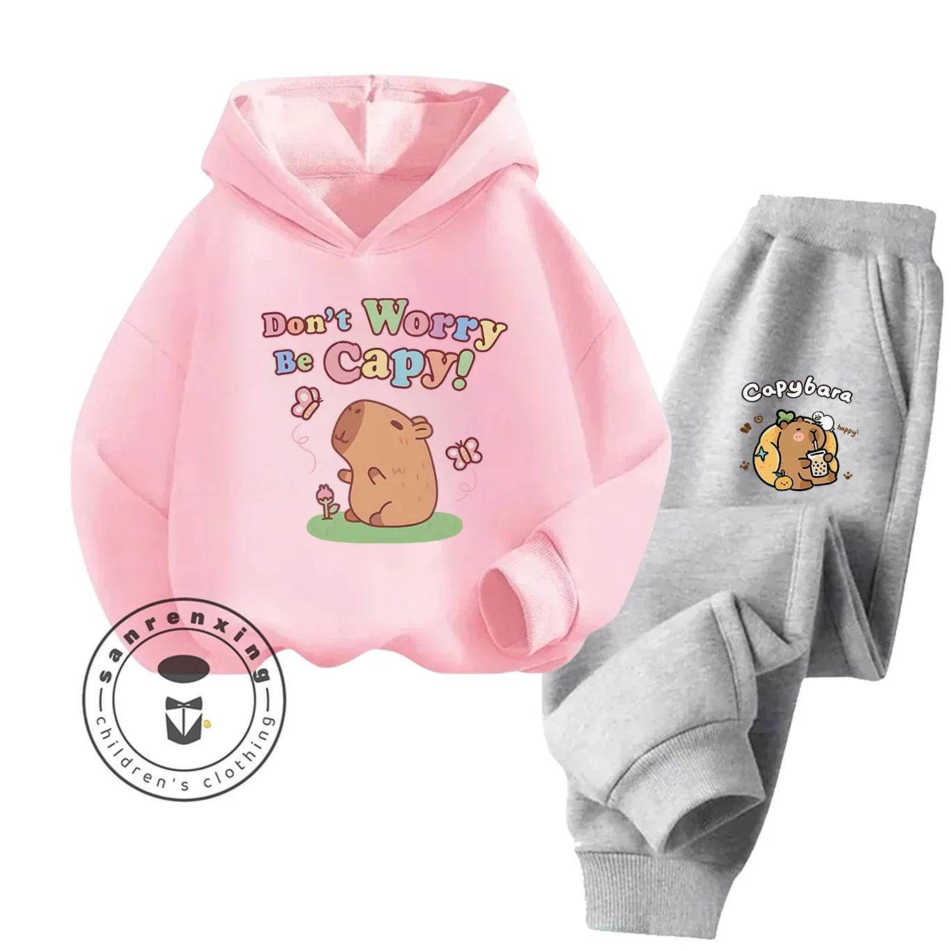 2D Capybara 2025 New Hoodie Set Print Fashion Casual Kids Teens Boys Girls Hot Sale Autumn Winter - ToylandEU