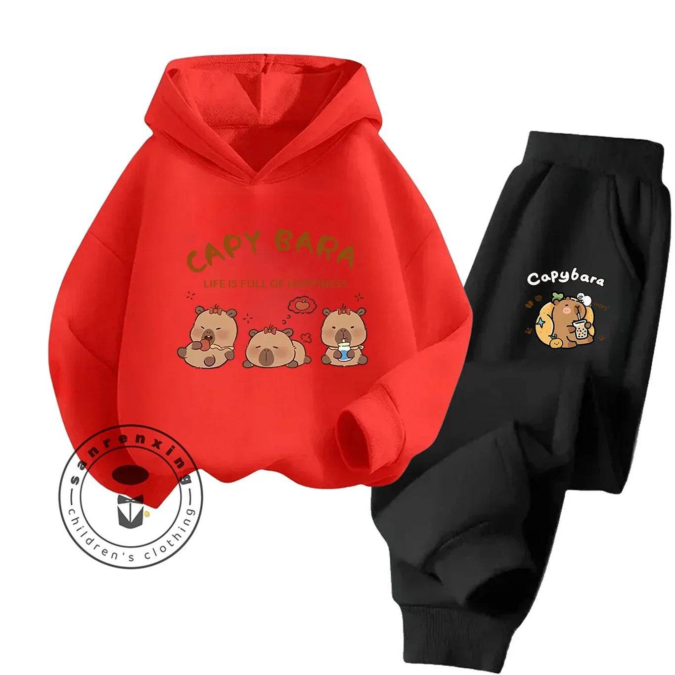 2D Capybara 2025 New Hoodie Set Print Fashion Casual Kids Teens Boys Girls Hot Sale Autumn Winter - ToylandEU