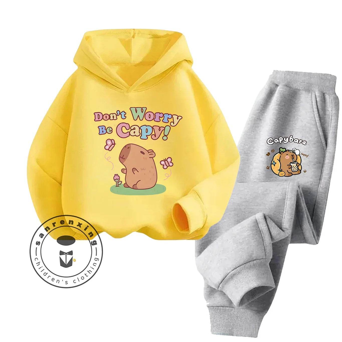 2D Capybara 2025 New Hoodie Set Print Fashion Casual Kids Teens Boys Girls Hot Sale Autumn Winter - ToylandEU