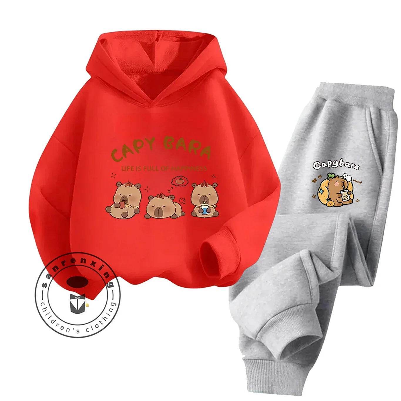 2D Capybara 2025 New Hoodie Set Print Fashion Casual Kids Teens Boys Girls Hot Sale Autumn Winter - ToylandEU