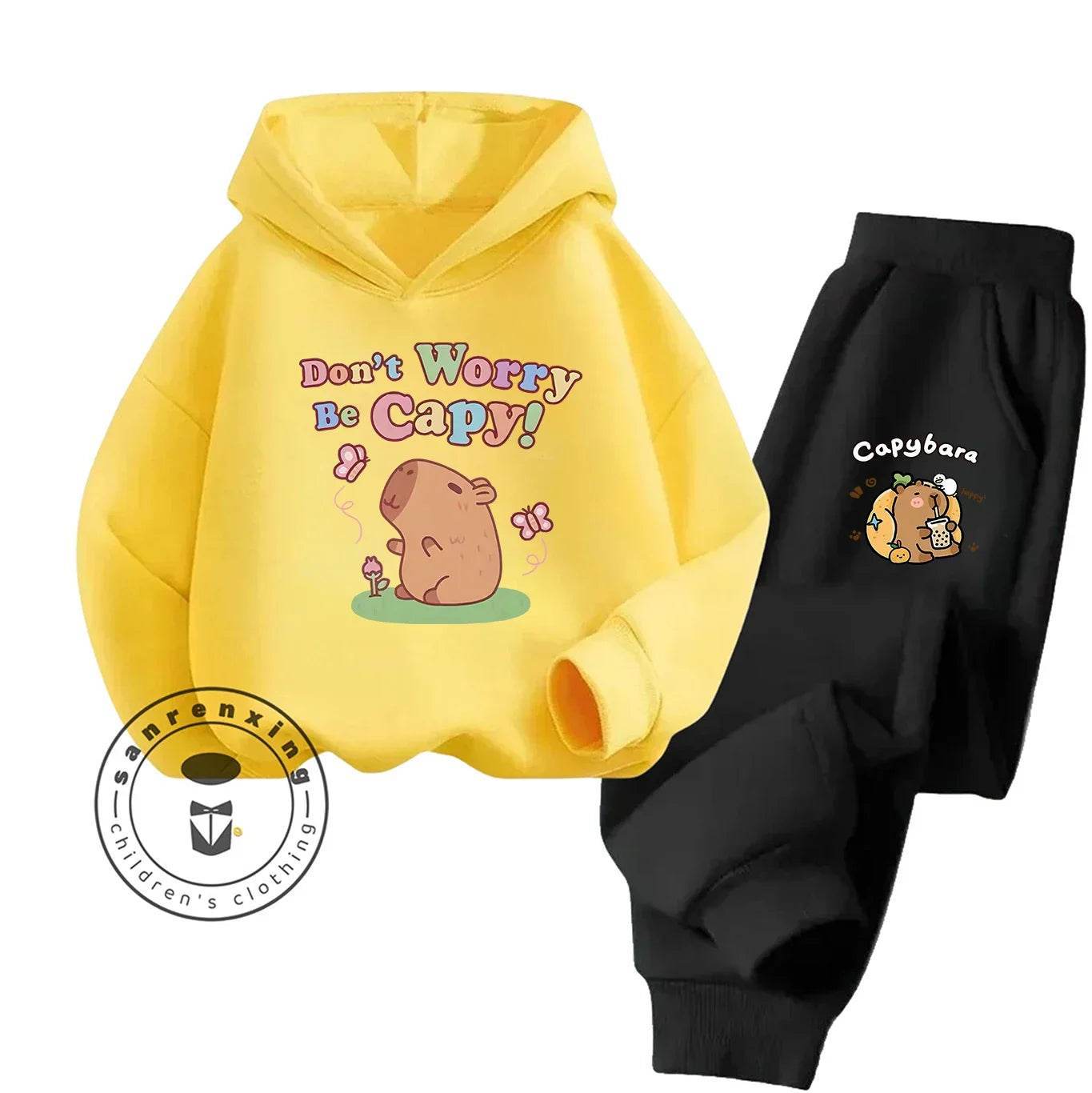2D Capybara 2025 New Hoodie Set Print Fashion Casual Kids Teens Boys Girls Hot Sale Autumn Winter - ToylandEU