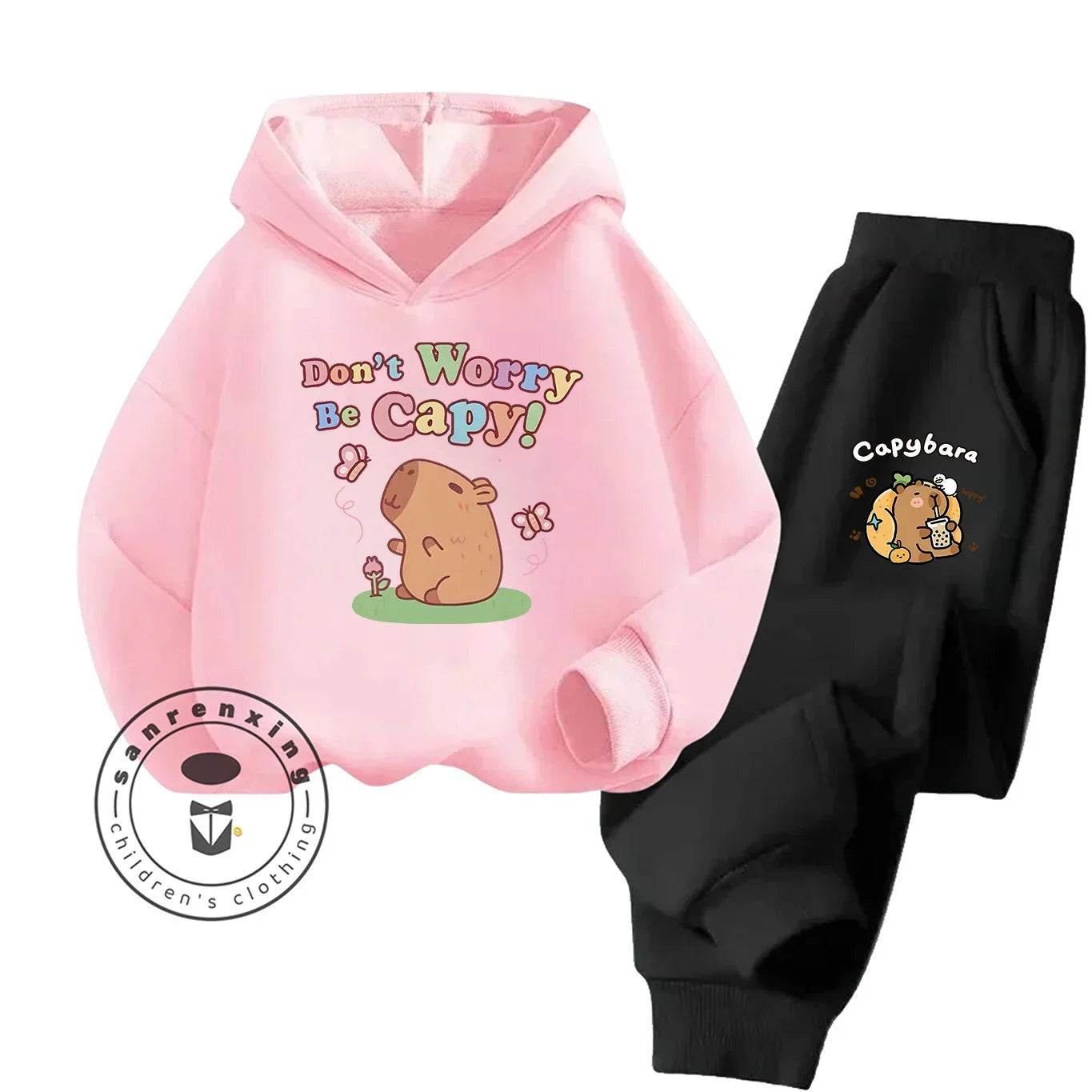 2D Capybara 2025 New Hoodie Set Print Fashion Casual Kids Teens Boys Girls Hot Sale Autumn Winter - ToylandEU