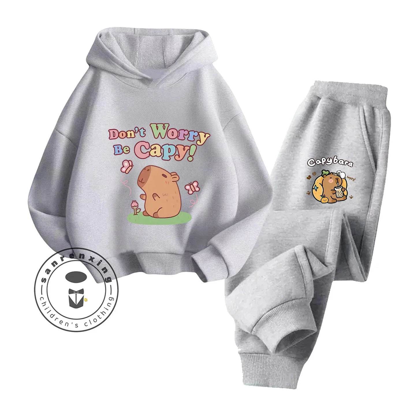 2D Capybara 2025 New Hoodie Set Print Fashion Casual Kids Teens Boys Girls Hot Sale Autumn Winter - ToylandEU