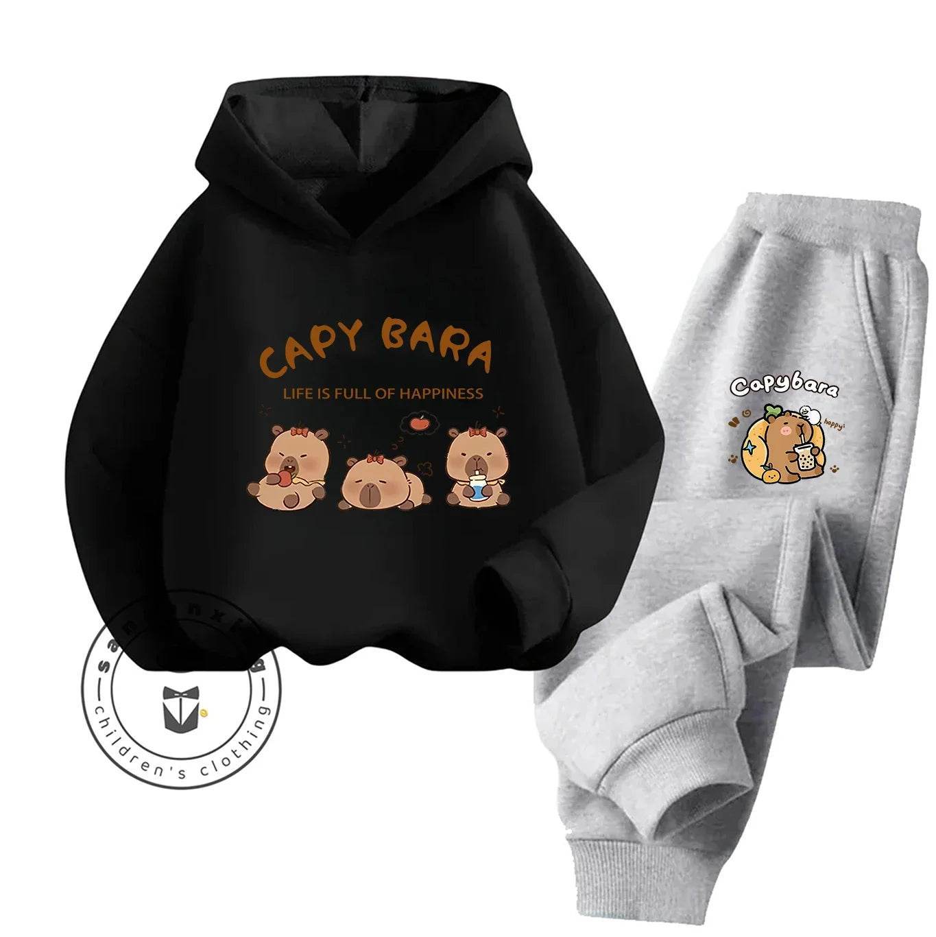 2D Capybara 2025 New Hoodie Set Print Fashion Casual Kids Teens Boys Girls Hot Sale Autumn Winter - ToylandEU