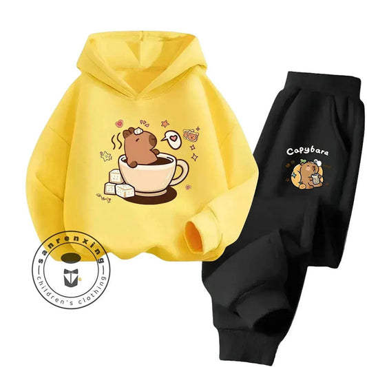  2D Capybara Hoodie Set 2025 New Print Cartoon Fashion Casual Kids Teens Boys Girls Hot Sale Autumn Winter -  ToylandEU™