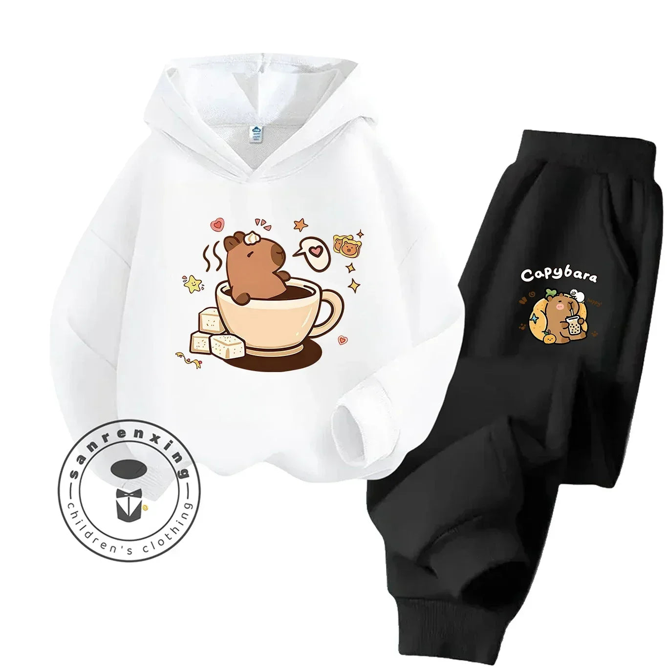 2D Capybara Hoodie Set 2025 New Print Cartoon Fashion Casual Kids Teens Boys Girls Hot Sale Autumn Winter - ToylandEU