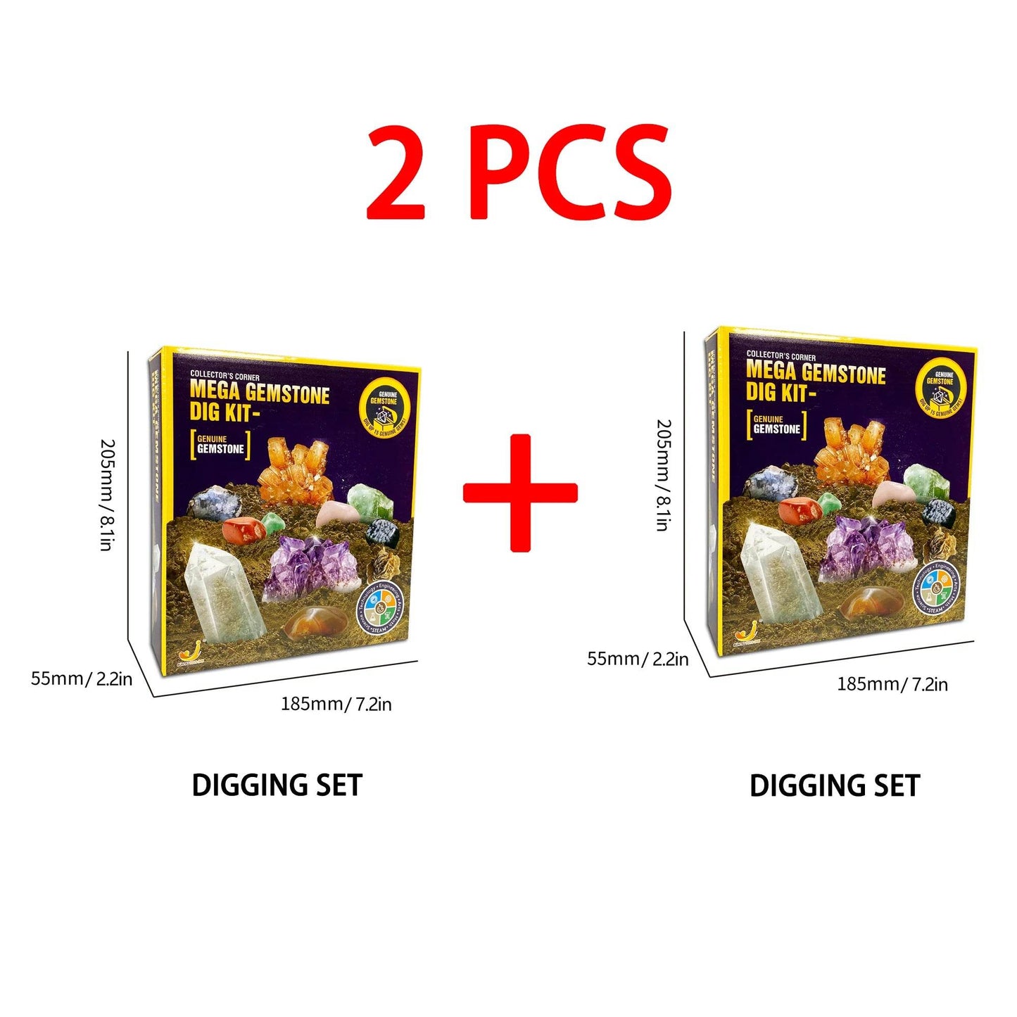 2PCS STEM Mega Dig Kit Dig Up 15 Real Gemstones and Crystals Science Kit for Kids - ToylandEU