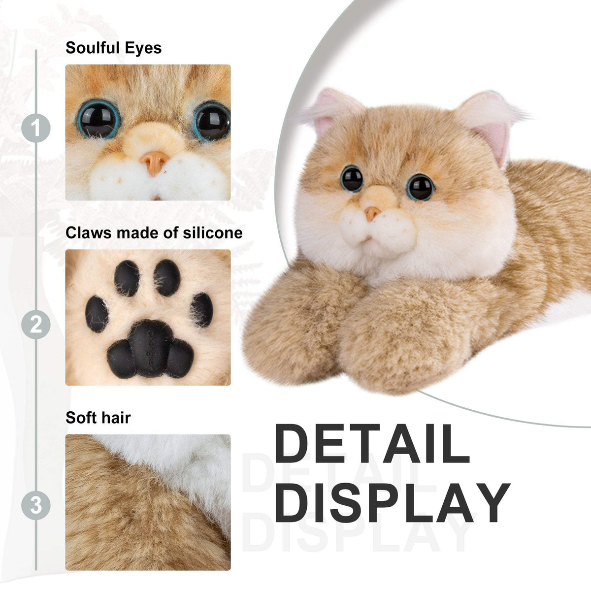 Plush Cat | Golden British Shorthair | Realistic Lying Design | Room Decor