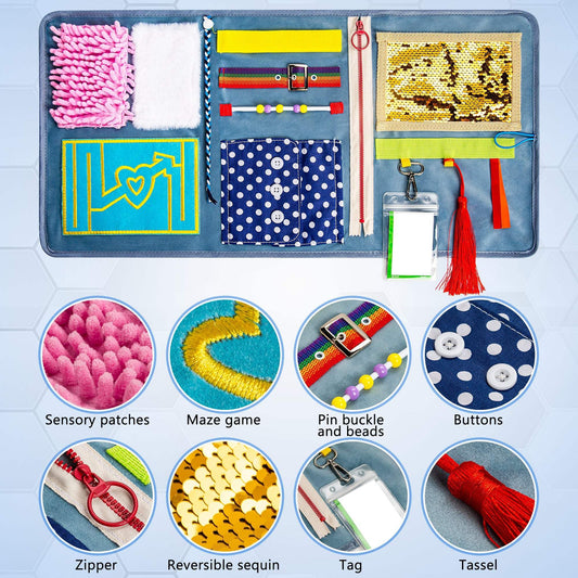 Fidget Blanket | Anxiety Relief Texture | Includes Guidebook | Adults Only