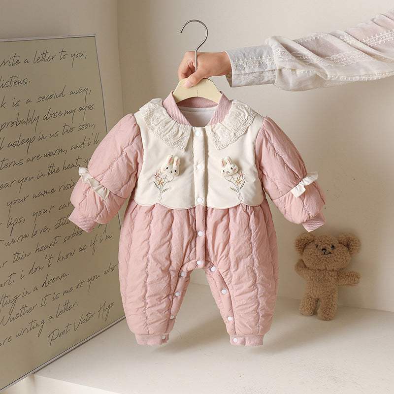 Baby Girl Princess Thin Cotton Romper | Pink | Autumn And Winter