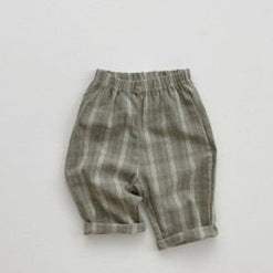 Baby Boys' Plaid Trousers | Leisure | Orange, Gray And Green Plaid