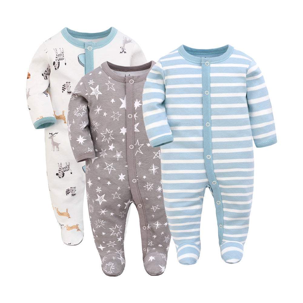 Baby Long-Sleeve Romper 3-Piece Set | Fox Raindrop And Unicorn Designs