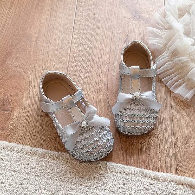 Girls' Pearl Bow Sandals | Non-Slip Sole | Breathable Design | Comfortable Fit