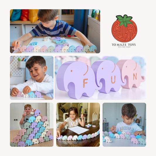 Alphabet Elephants | 26 Piece Set | Montessori Educational | For Toddlers