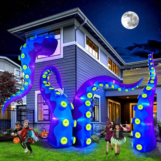 3/4/5m H Halloween Inflatables Decorations Outdoor Giant Octopus Tentacles Inflatable Halloween Octopus with Build-in LED Lights - ToylandEU