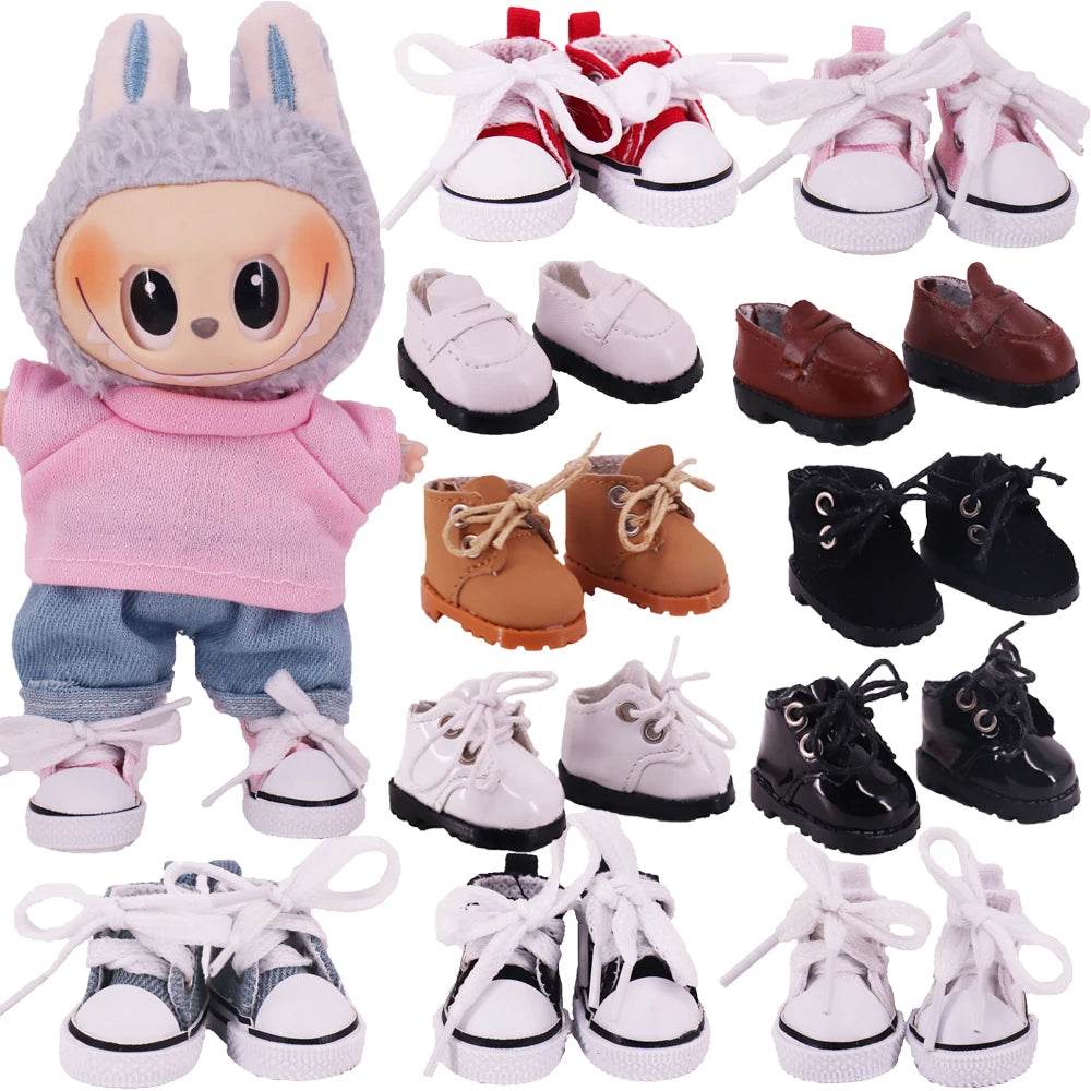 3.8cm Doll Canvas Leather Shoes For Labubu 17cm Doll - ToylandEU
