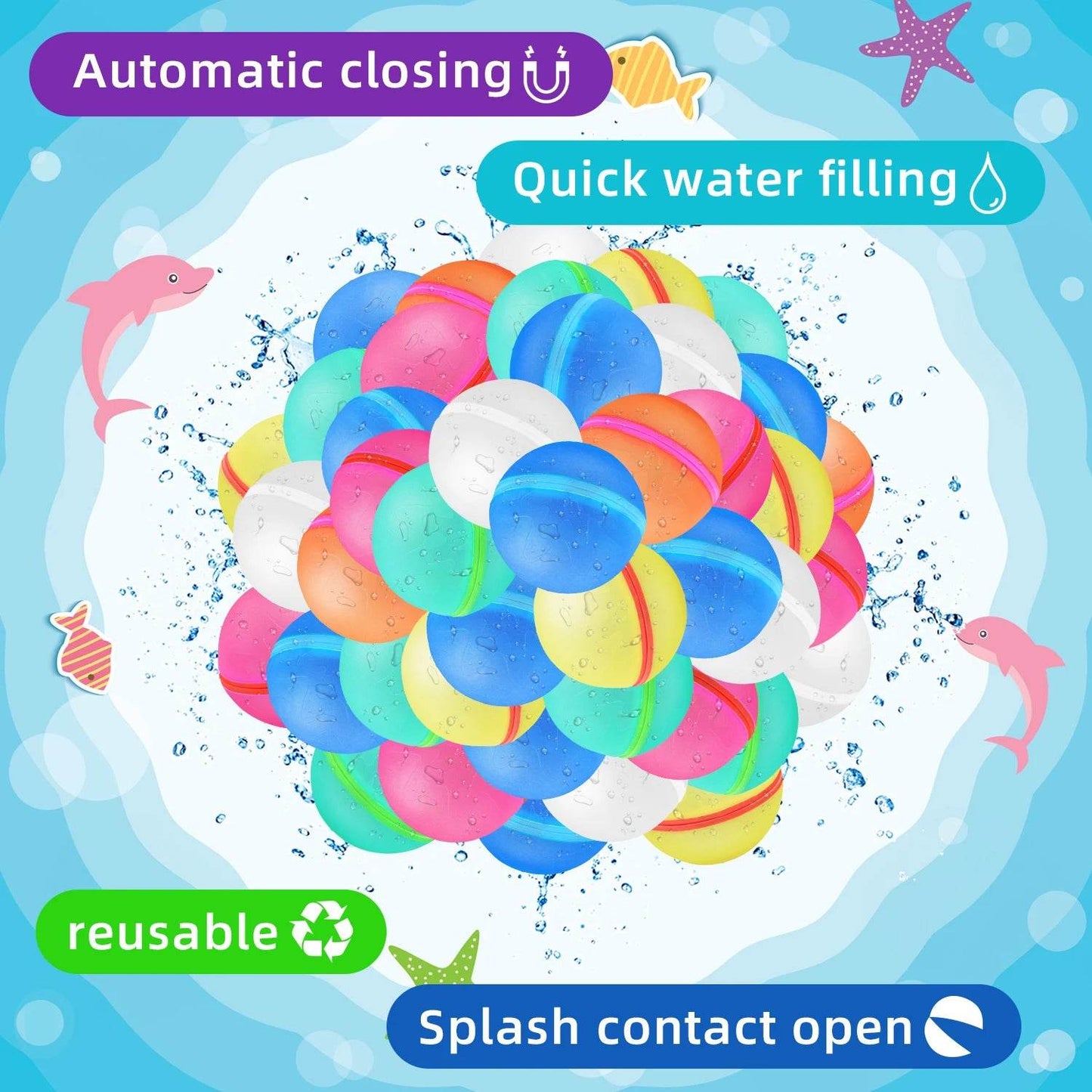3-9PCS Water Balloons Reusable Self Sealing Quick Fill Water Balls Toys Family Summer Outdoor Pool Beach Toys for Kids and Adults - ToylandEU