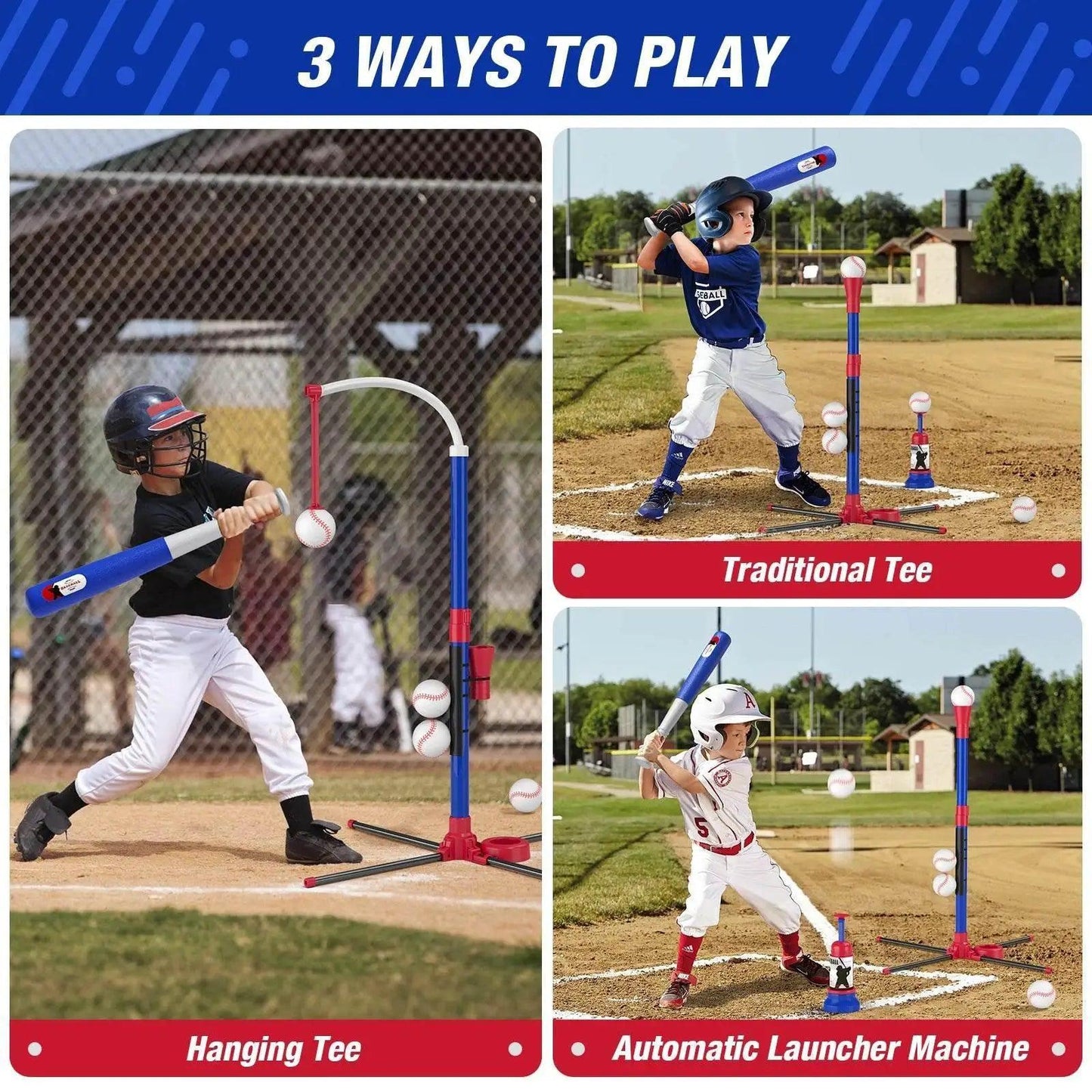  3 In 1 T Ball Set For Kids Baseball With Tee And Launcher -  ToylandEU™