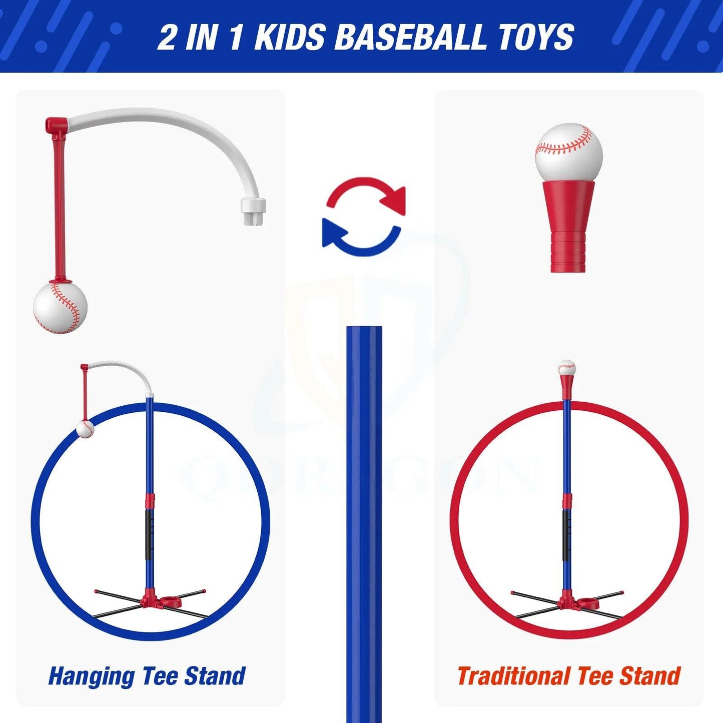 3 In 1 T Ball Set For Kids Baseball With Tee And Launcher - ToylandEU