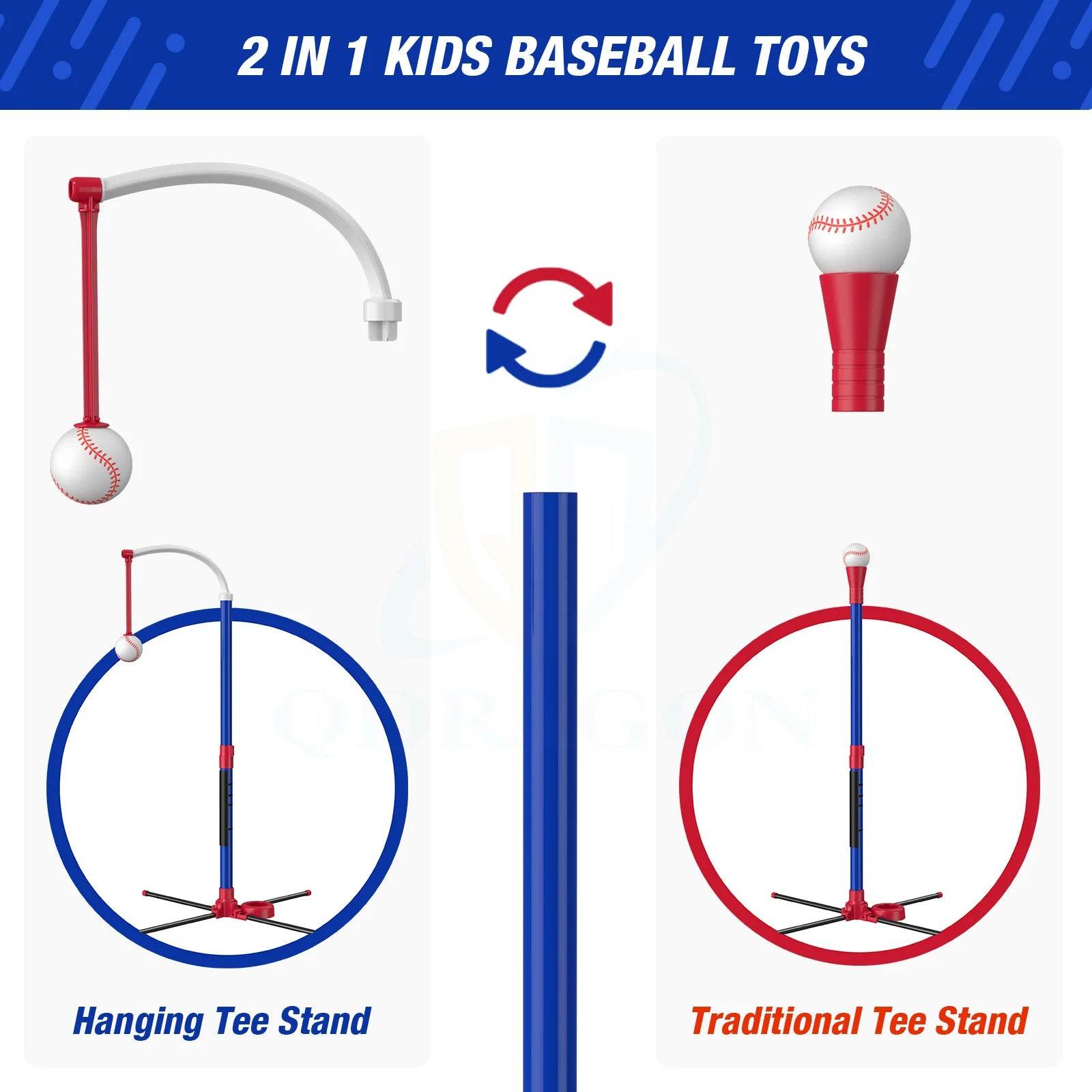 3 In 1 T Ball Set For Kids Baseball With Tee And Launcher - ToylandEU