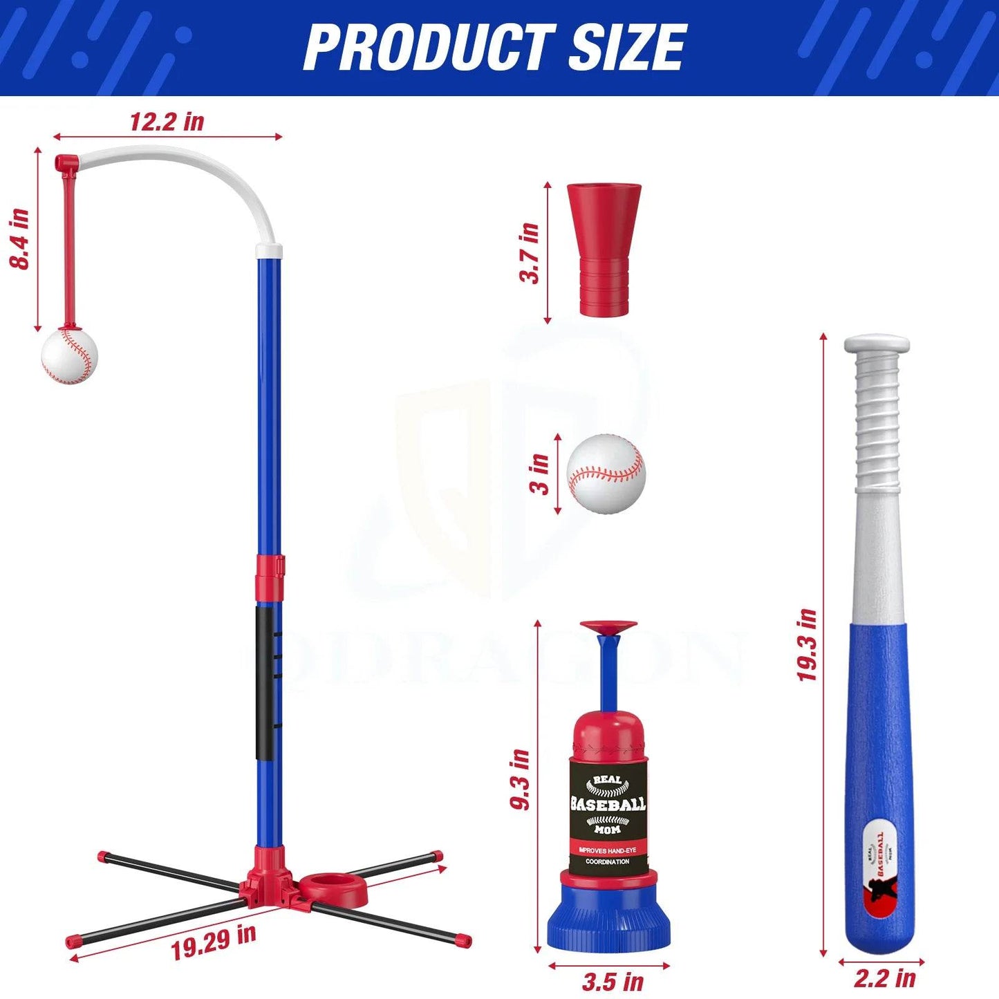 3 In 1 T Ball Set For Kids Baseball With Tee And Launcher - ToylandEU