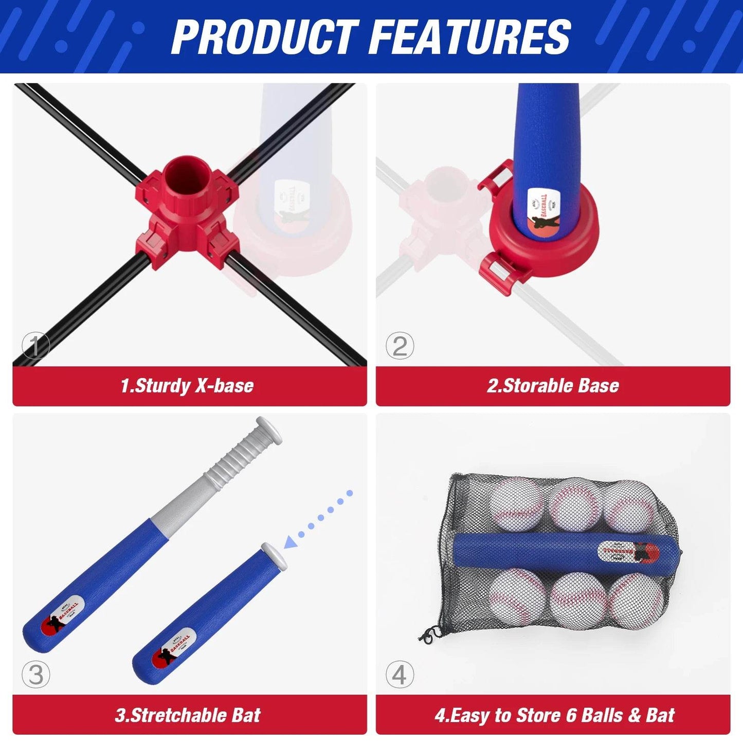 3 In 1 T Ball Set For Kids Baseball With Tee And Launcher - ToylandEU