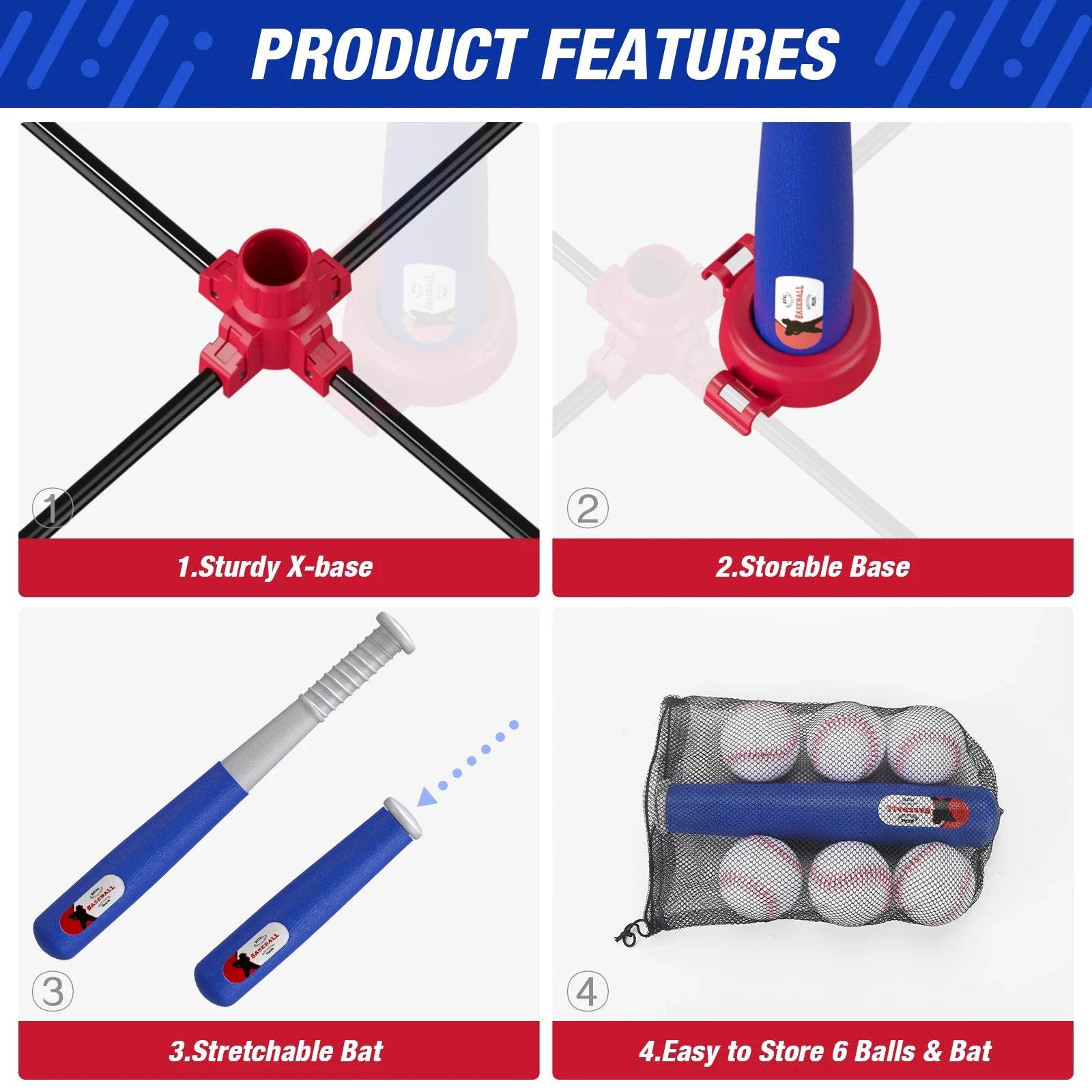 3 In 1 T Ball Set For Kids Baseball With Tee And Launcher - ToylandEU