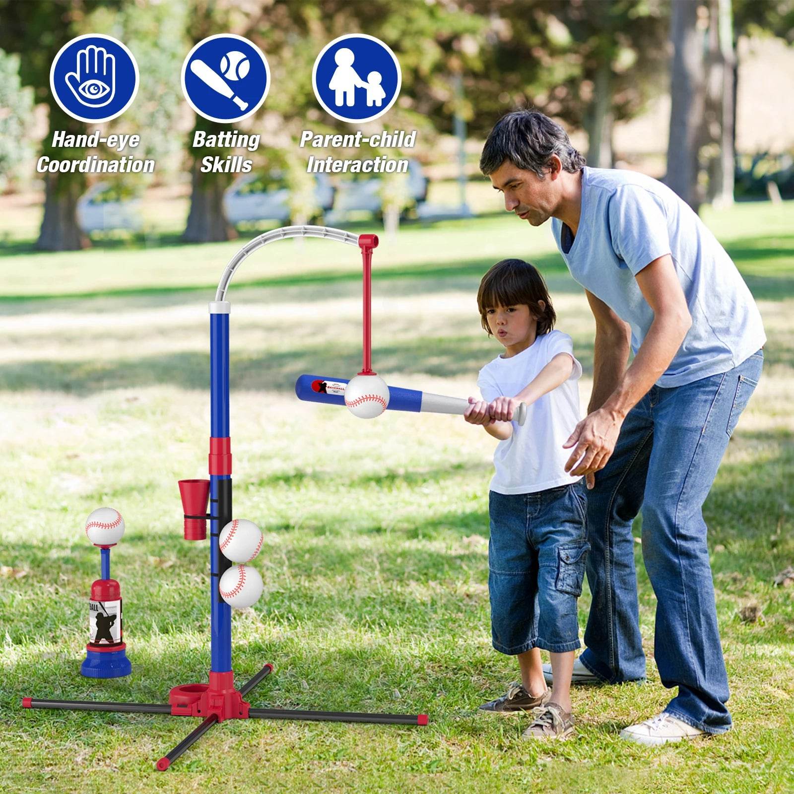 3 In 1 T Ball Set For Kids Baseball With Tee And Launcher - ToylandEU