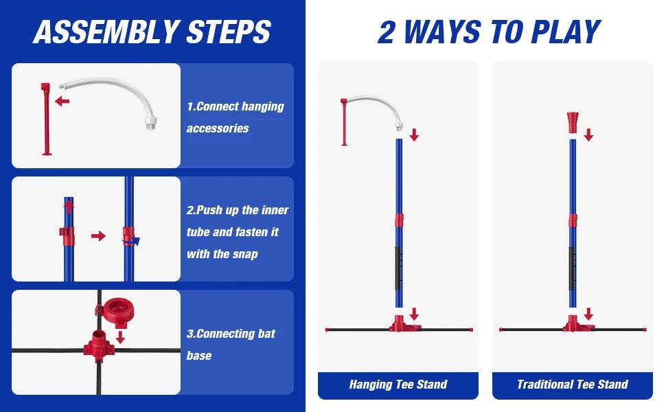 3 In 1 T Ball Set For Kids Baseball With Tee And Launcher - ToylandEU