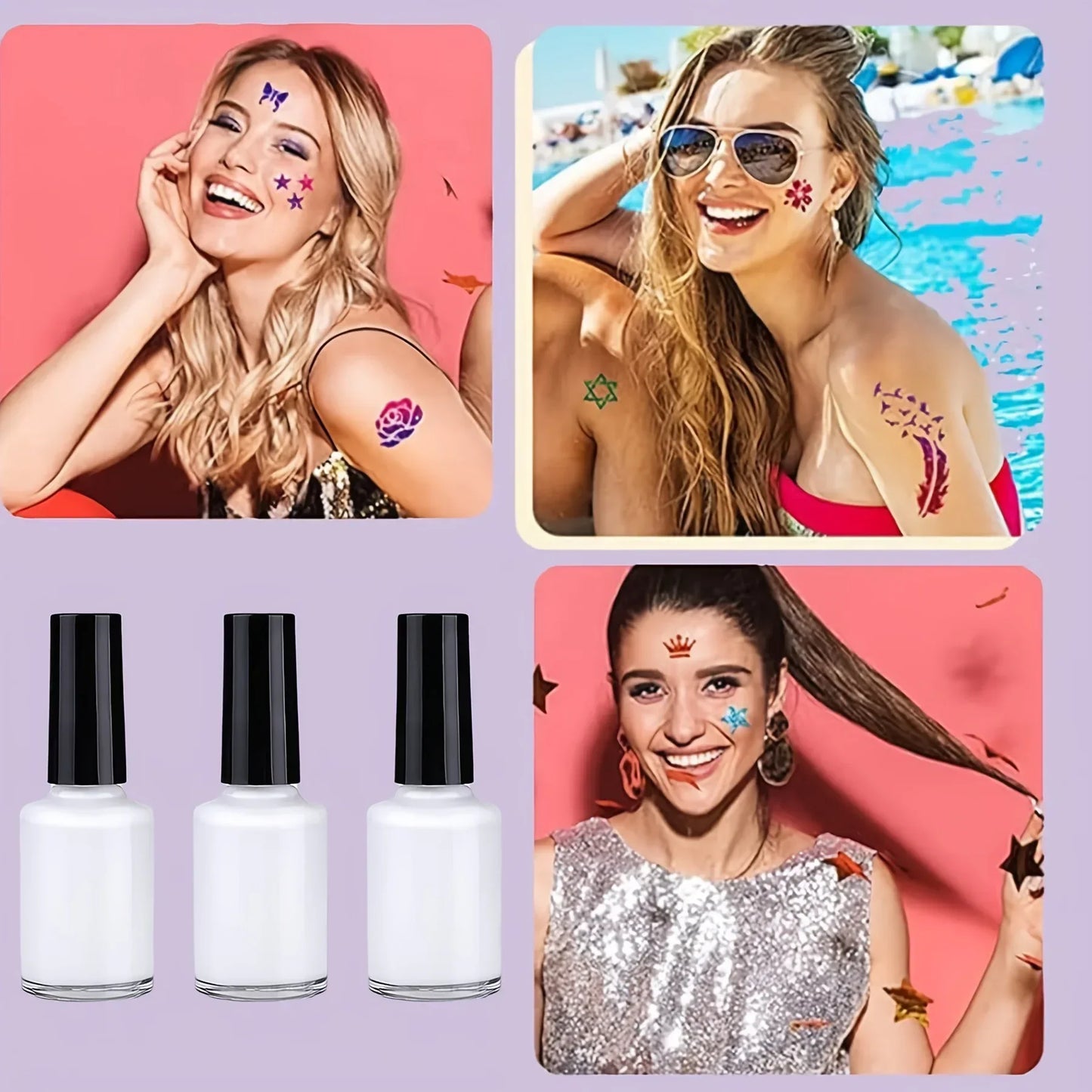 3-Pack Liquid Body Paint Glue Waterproof Glitter Primer For Tattoos - ToylandEU