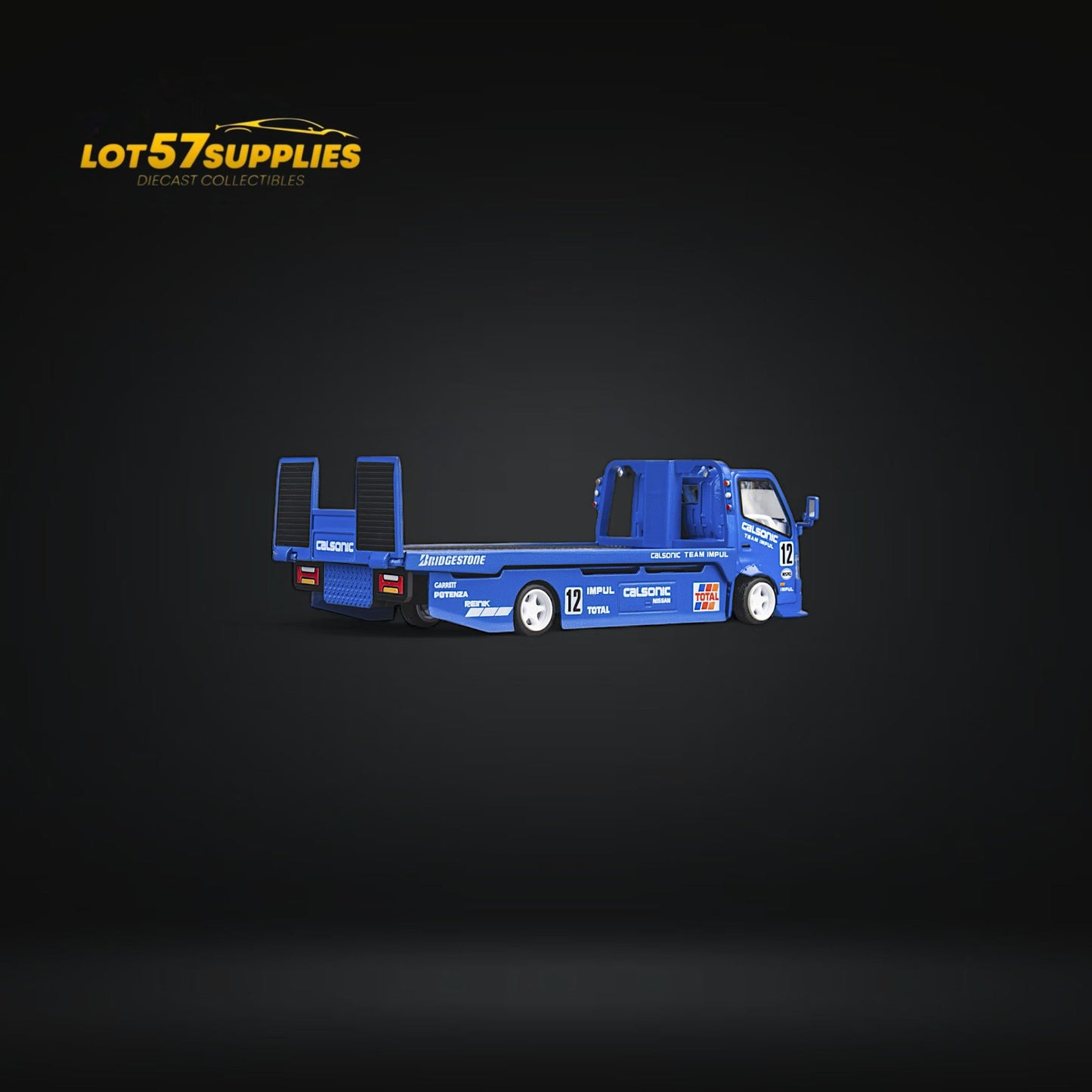 Diecast MicroTurbo HINO 300 Custom Truck Flatbed  Blue Calsonic Livery 1:64