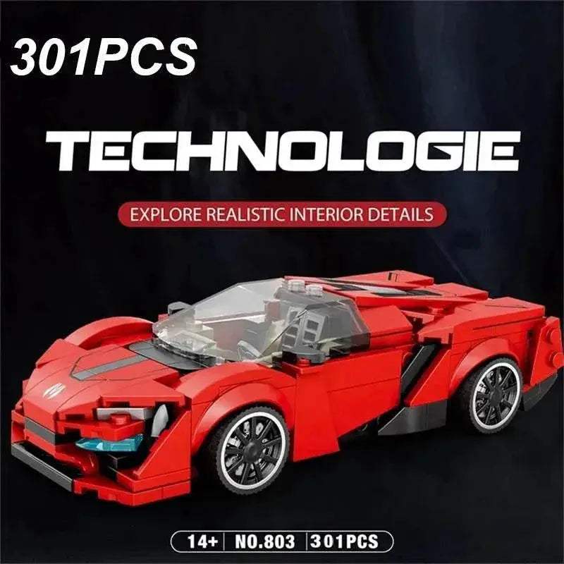 301PCS Red Sports Car Building Block Creative Vehicle Model - ToylandEU